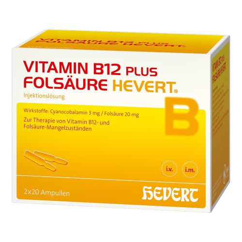 VITAMIN B12 PLUS Folsäure Hevert a 2 ml Ampullen