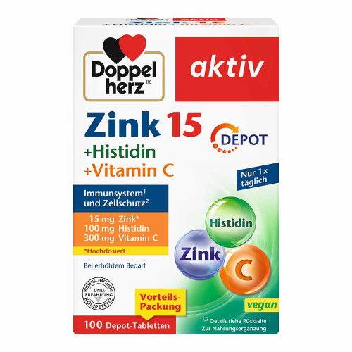 DOPPELHERZ Zink 15 mg+Histidin+Vit.C Depot aktiv